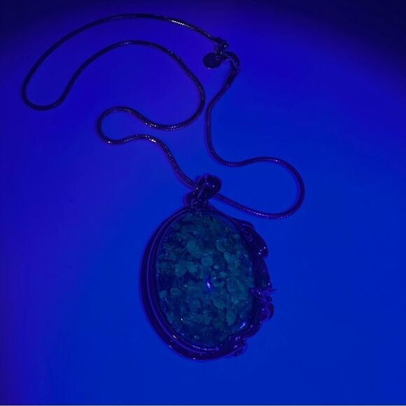 Monster Amber composite pendant, silver plated metal w/ 16", thick snake chain! - Picture 3 of 15